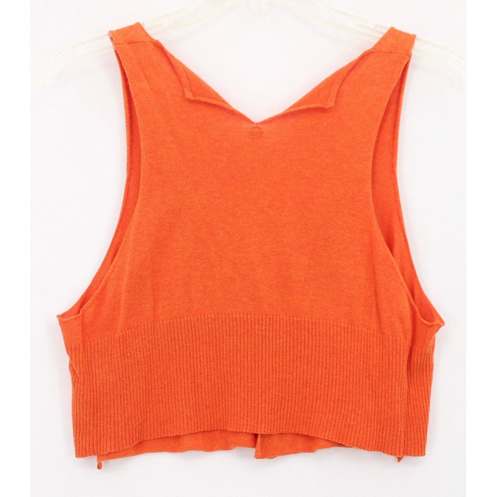 Margaret OLeary Cropped Sweater Vest Large Orange Knit Sleeveless Lagenlook Chic - Picture 4 of 10